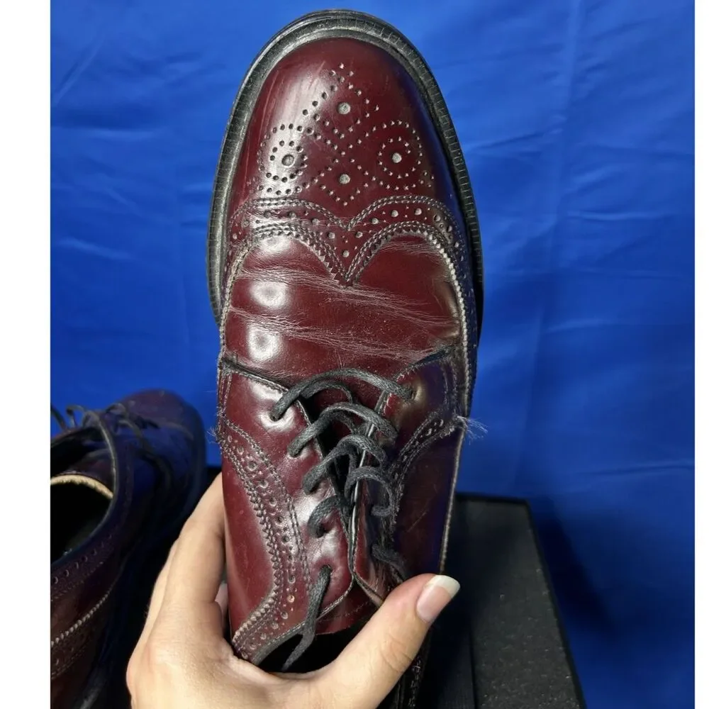 Vtg Stuart McGuire Mens Burgundy Leather Wingtip Oxford Dress Shoe Sz 10 Brogue